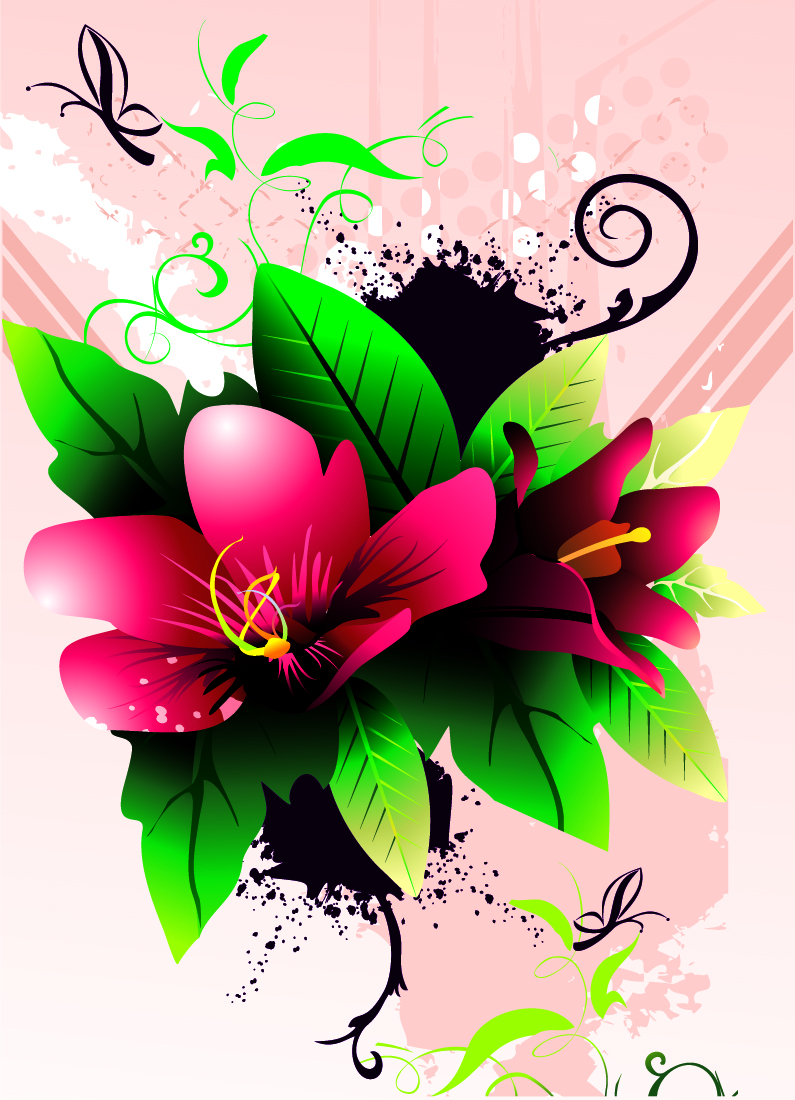 free vector Beautiful flowers vector the trend